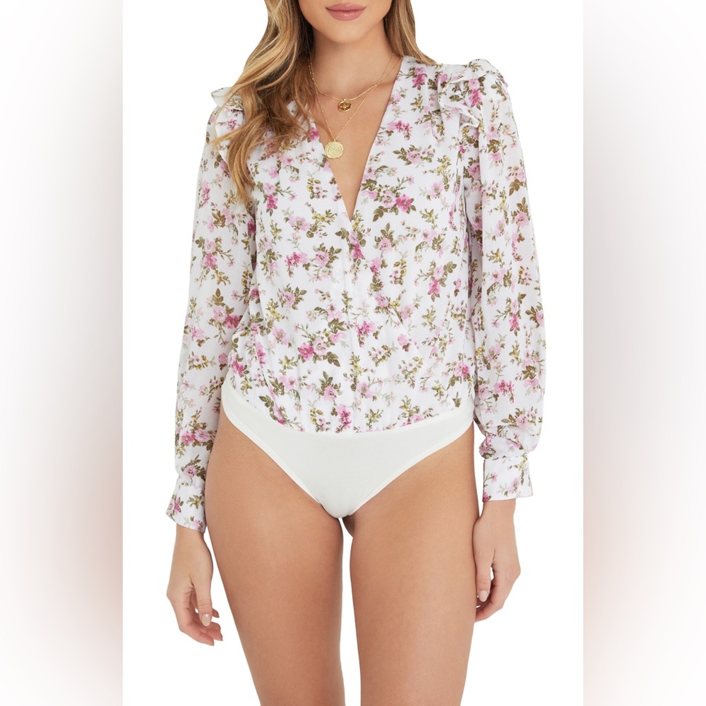 Vici Collection Floral Chiffon Bodysuit